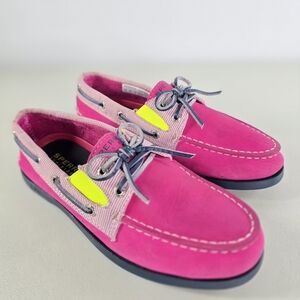 Sperry Top-Sider Big Girls A/O Slip-On Boat Shoes Pink Neon Size 4